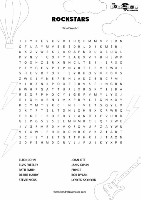 Rockstars wordsearch1 | The Rock and Roll Playhouse